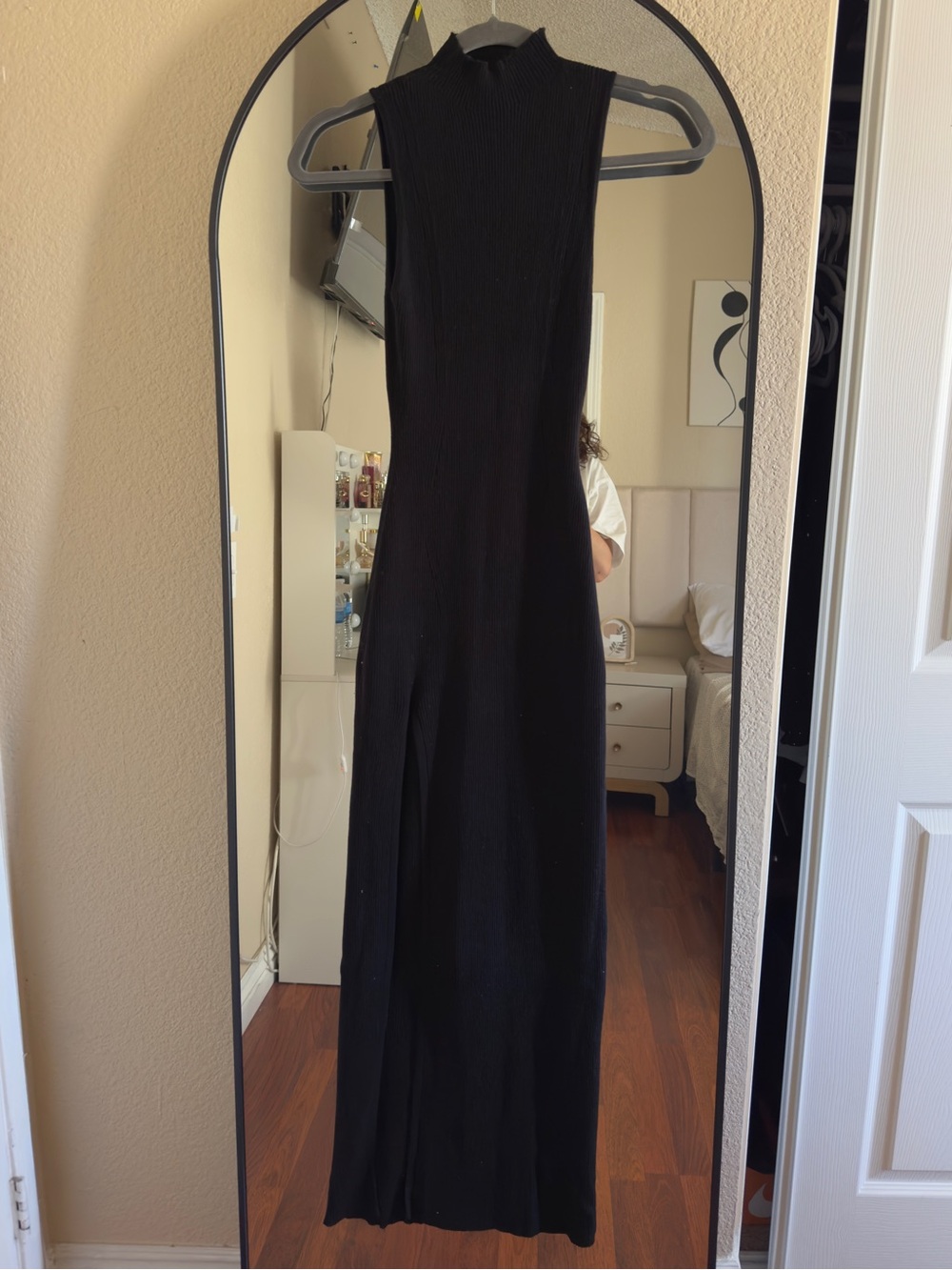 Black Sleeveless Mock-Neck Maxi Dress